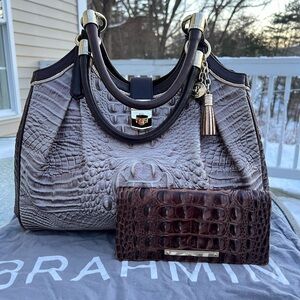 BRAHMIN ELISA SATCHEL BAG AND A MATCHING WALLET